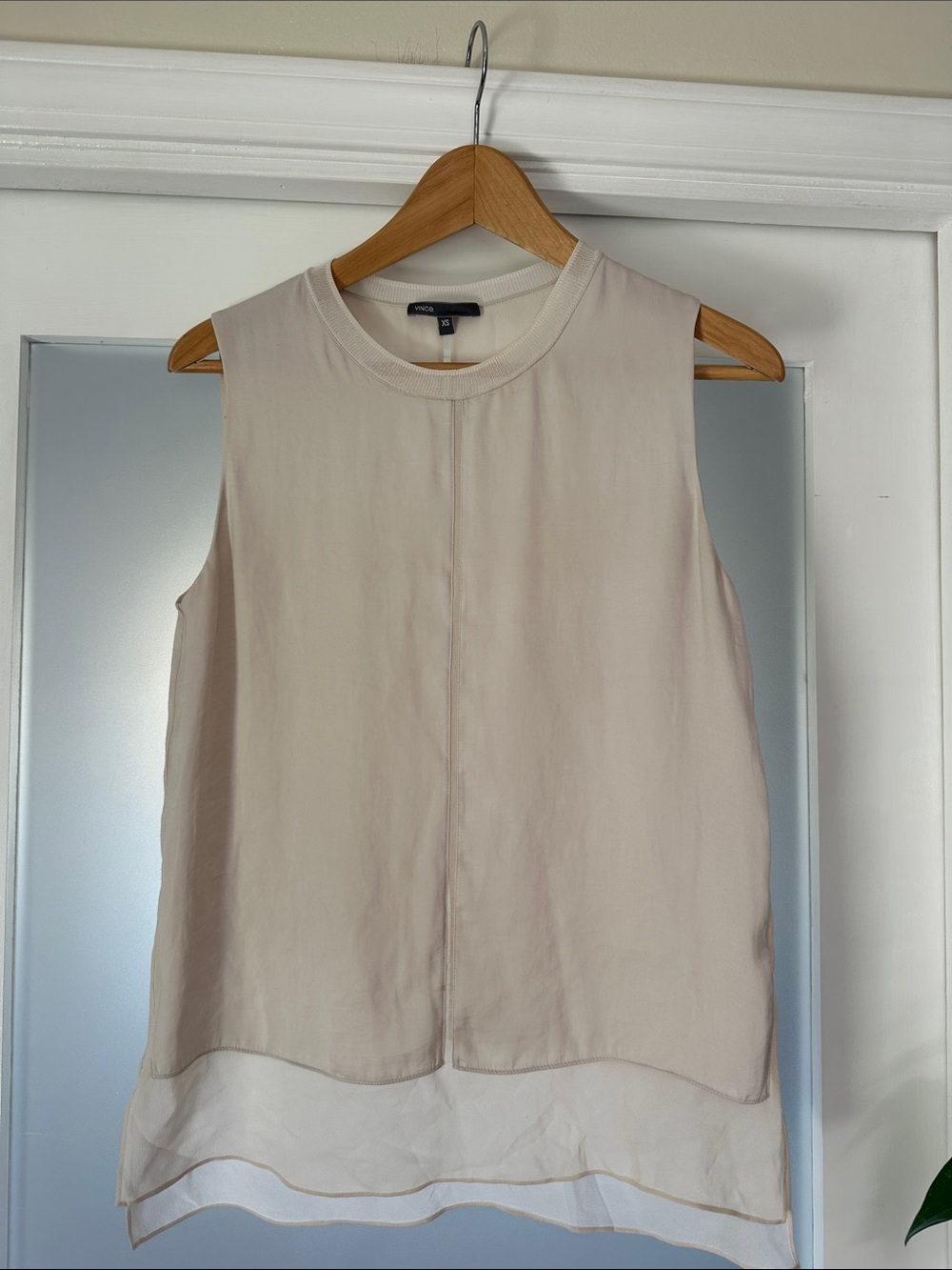 Vince Sleeveless Layered Camisole in Light Beige